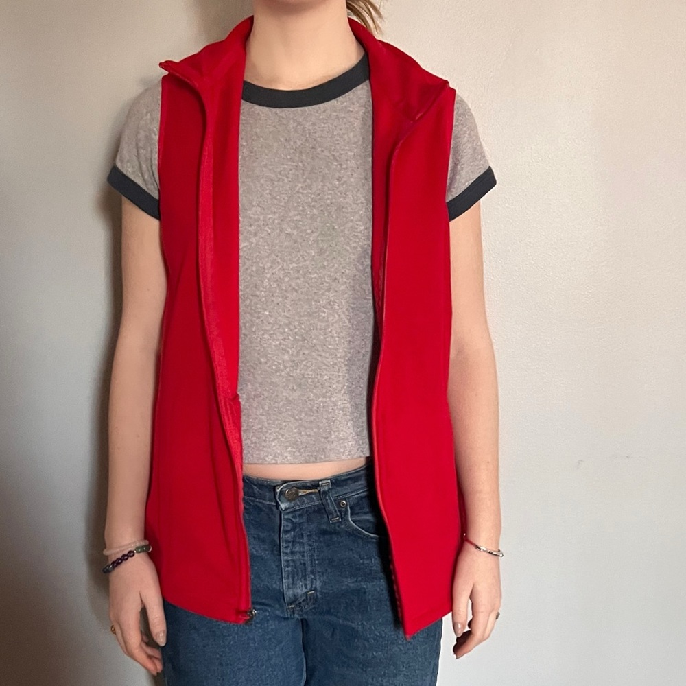 Red fleece vest